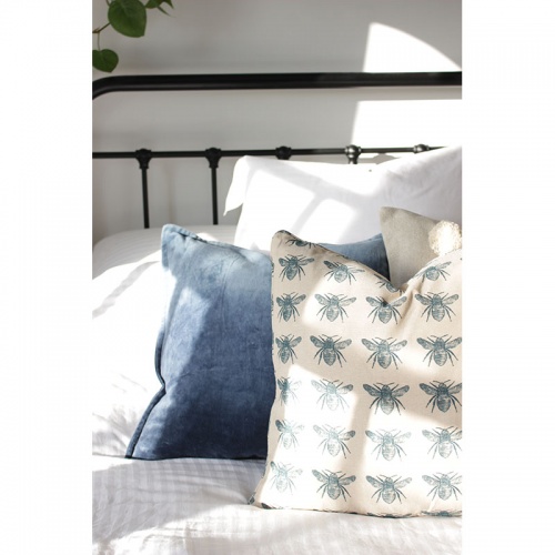 Recycled Honey Bee Cushion Prussia Blue by Raine & Humble